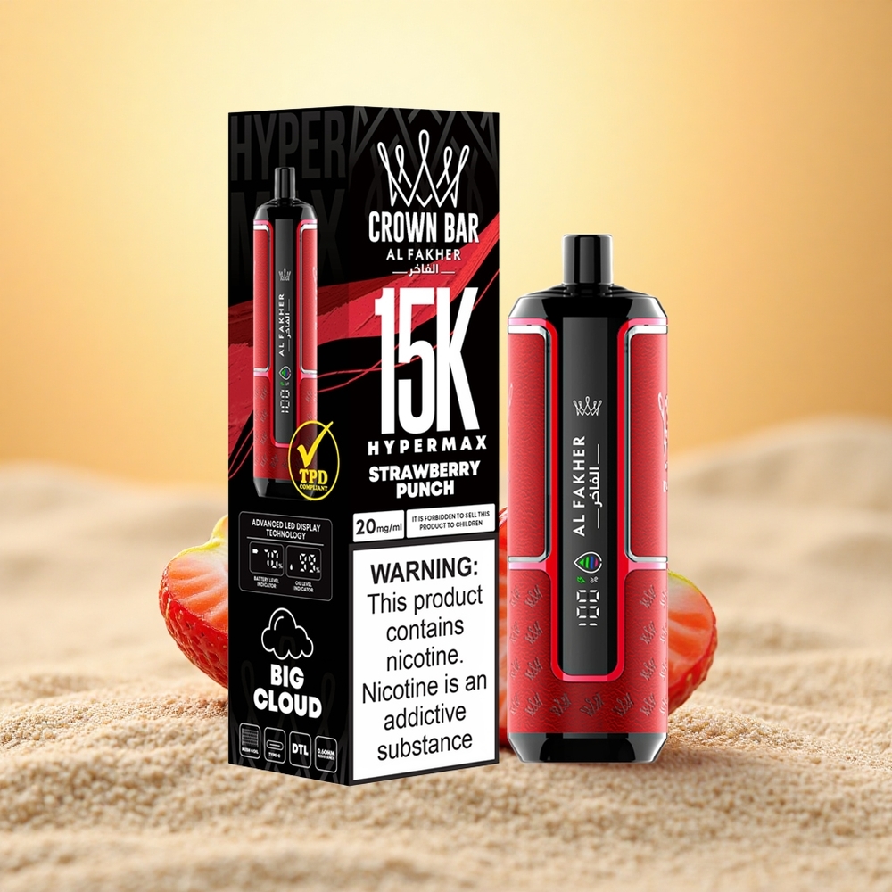 Al Fakher Crown Bar 15K Hypermax Aardbei Punch 22ml 600mAh Type-C