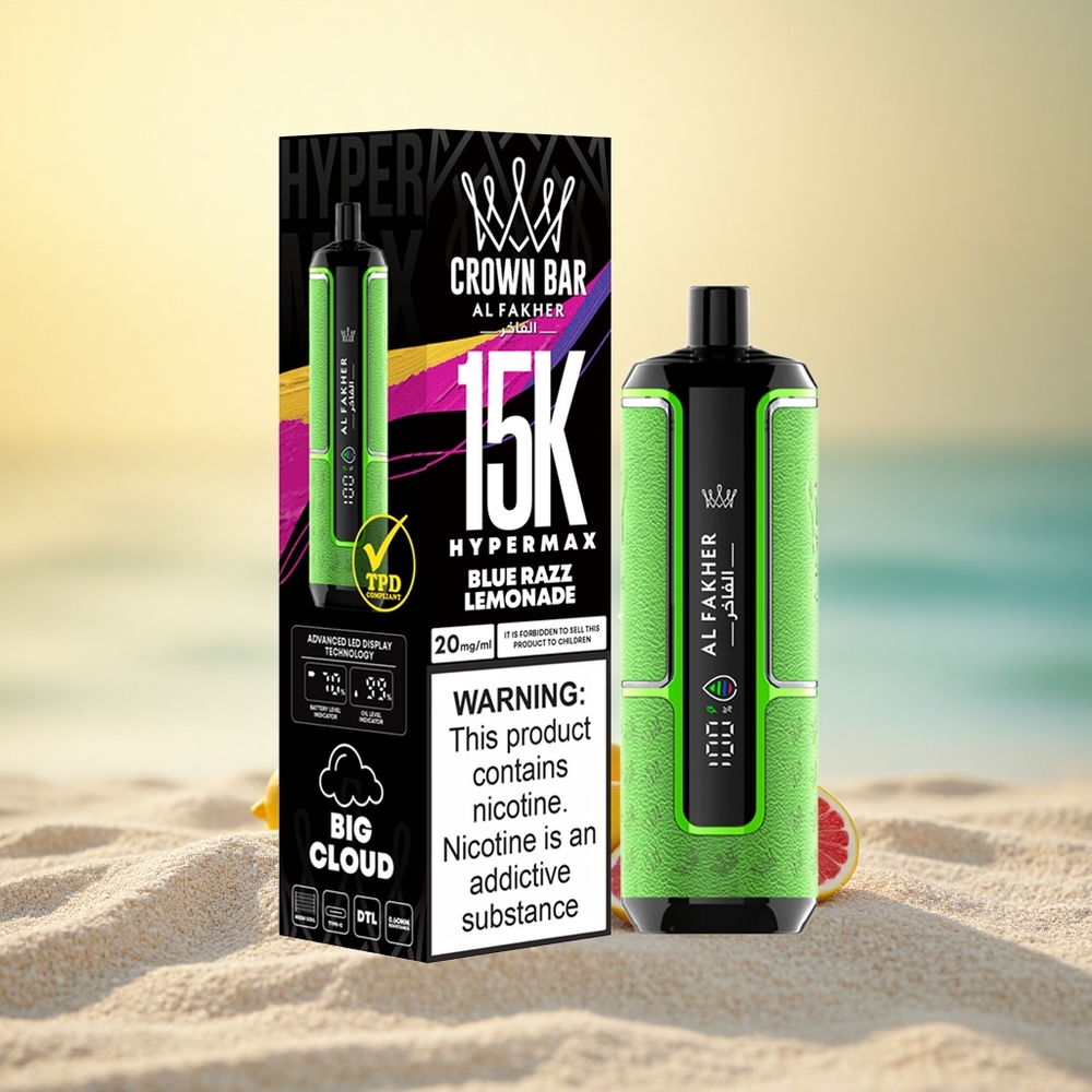 Al Fakher Crown Bar 15K Hypermax Blauwe Framboos Limonade 22ml 600mAh Type-C