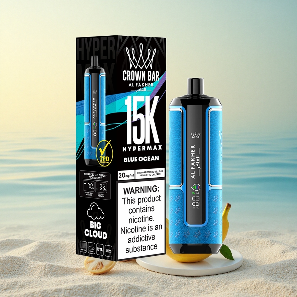 Al Fakher Crown Bar 15K Hypermax Blauwe Oceaan 22ml 600mAh Type-C