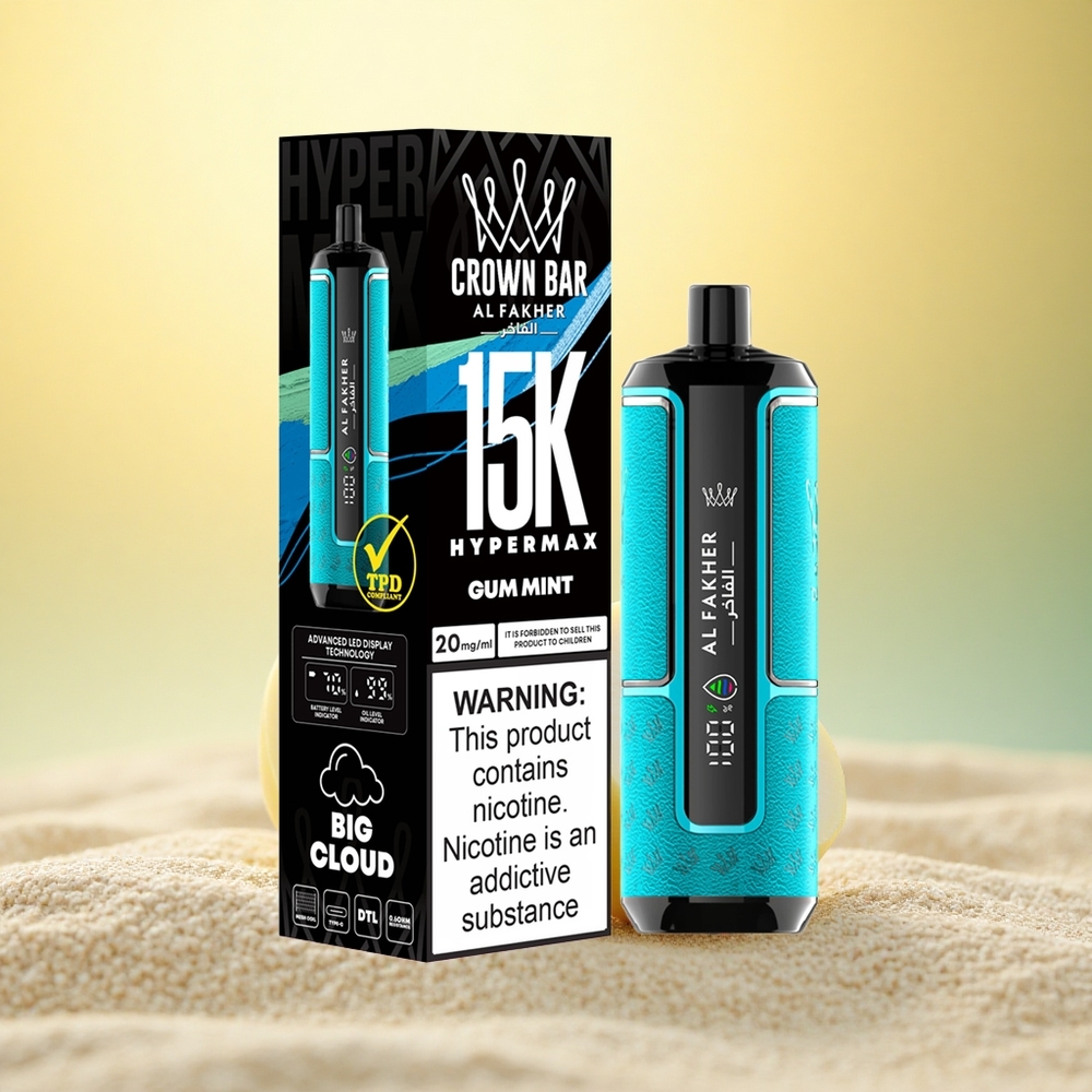 Al Fakher Crown Bar 15K Hypermax Kauwgom Munt 22ml Type-C 600mAh