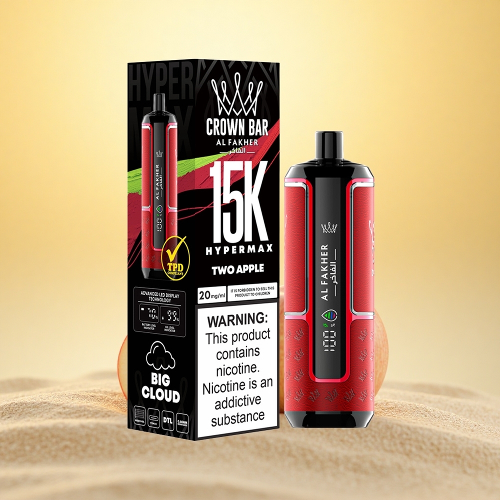 Al Fakher Crown Bar 15K Hypermax Twee Appel 22ml 600mAh Type-C