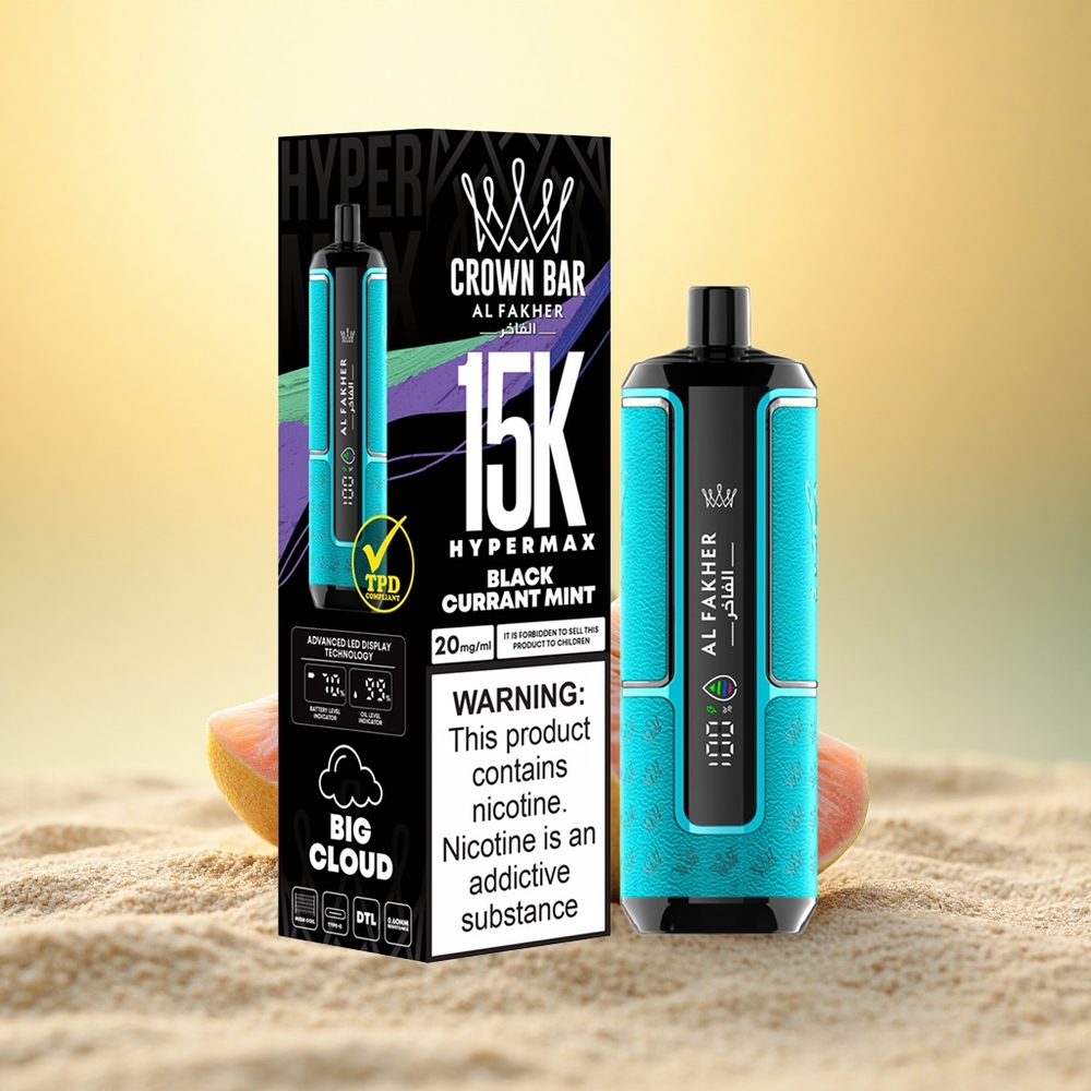 Al Fakher Crown Bar 15K Hypermax Zwarte Bes Munt 22ml 600mAh Type-C