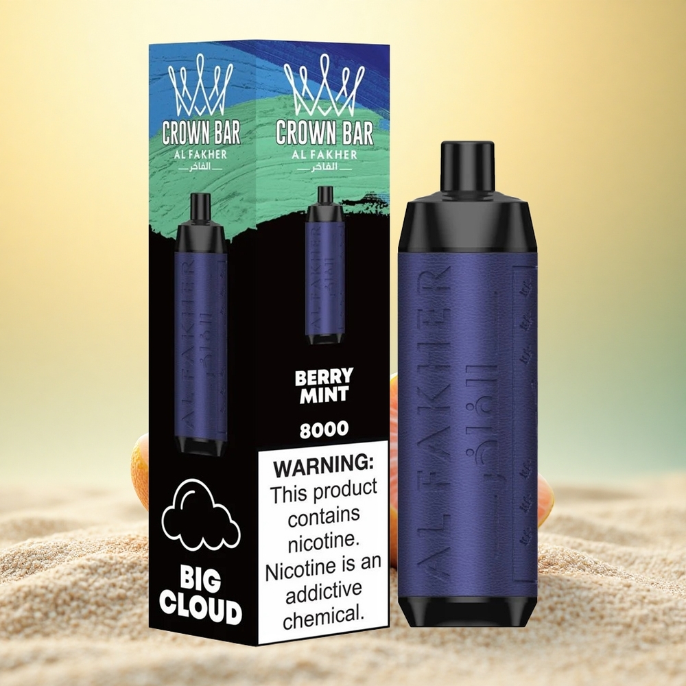 Al Fakher Crown Bar 8000 Crystal Bes Menthol Kristal Oplaadbaar Kompact