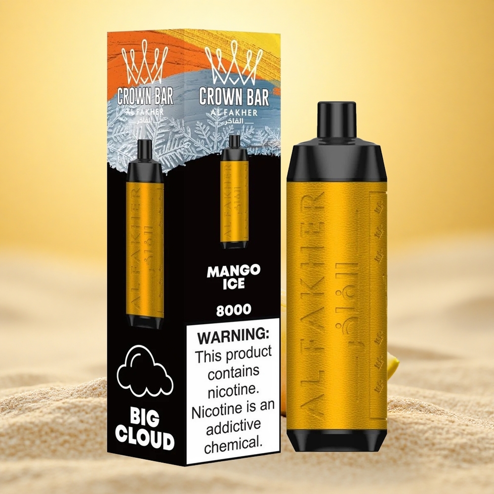 Al Fakher Crown Bar 8000 Crystal Mango IJs met USB-C en 18ml Vloeistof