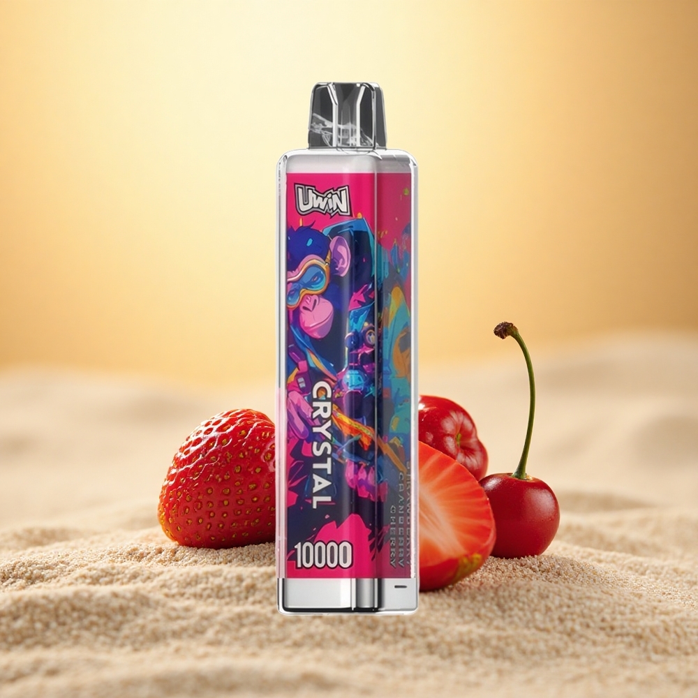 Uwin Crystal 10000 Puffs Aardbei Cranberry Kers Type-C RGB