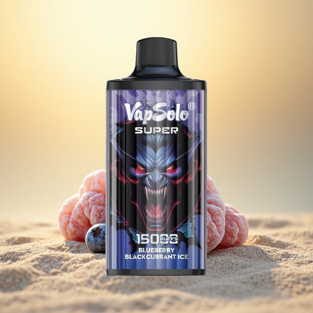Vapsolo Super 15000 Puffs Blauwe Bes Zwarte Bes IJs Type-C 850mAh