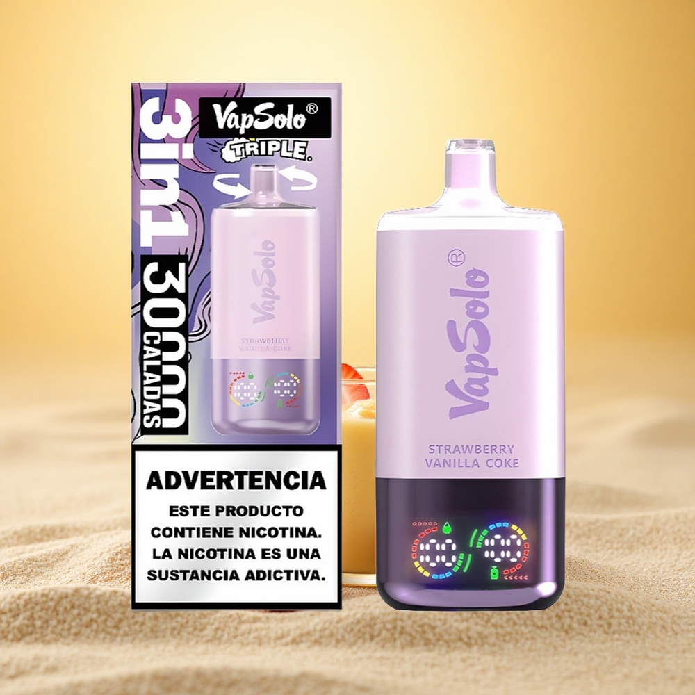 Vapsolo Triple 30000 Puffs Aardbei Vanille Cola 40ml Type-C