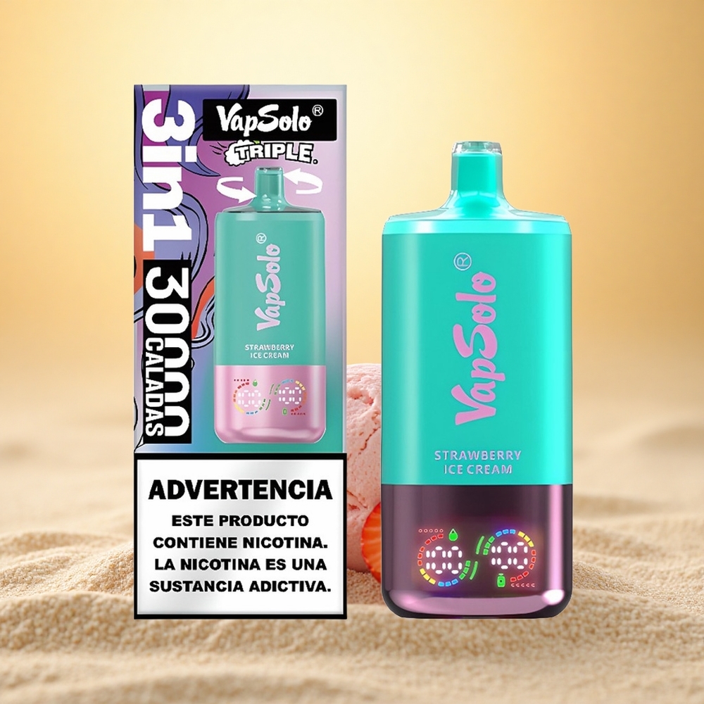Vapsolo Triple 30000 Puffs Aardbeienijs Type-C 40ml 20/50mg