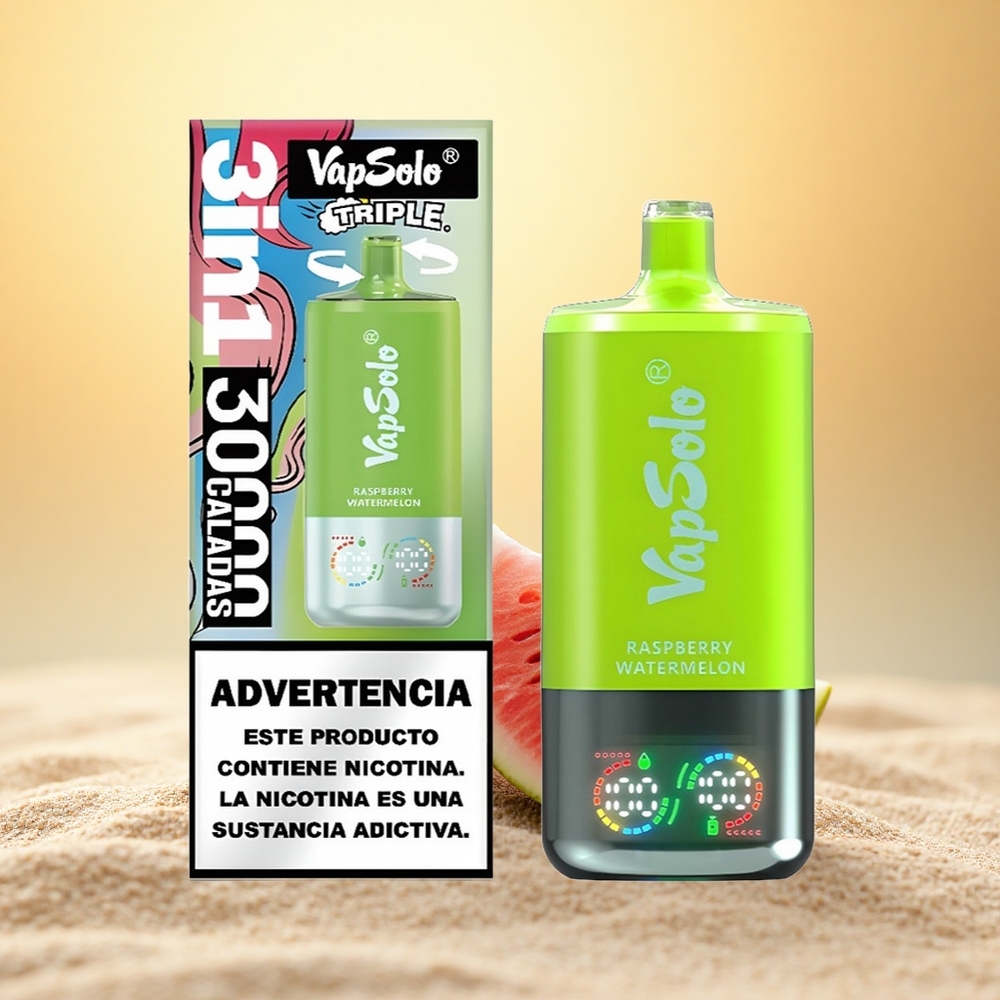 Vapsolo Triple 30000 Puffs Framboos Watermeloen Triple 40ml Type-C