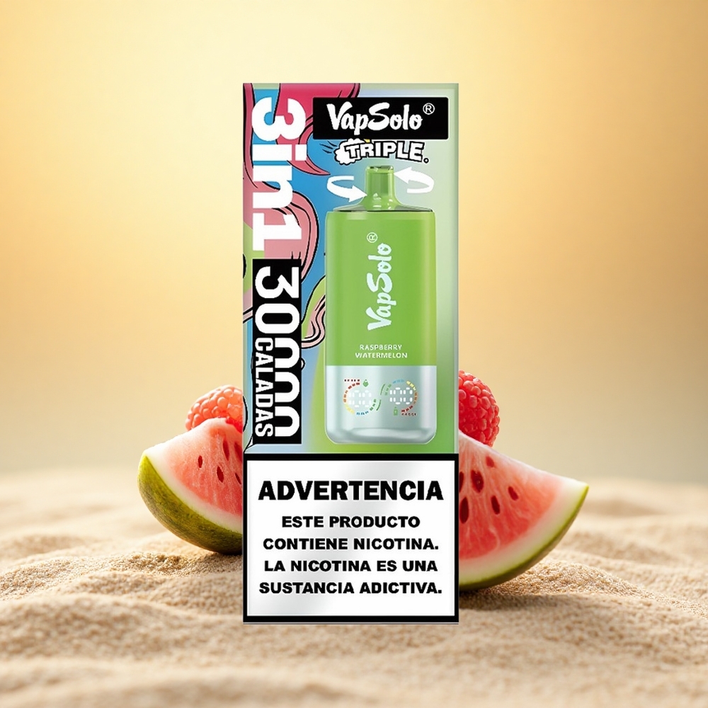 Vapsolo Triple 30000 Puffs Framboos Watermeloen Triple 40ml Type-C
