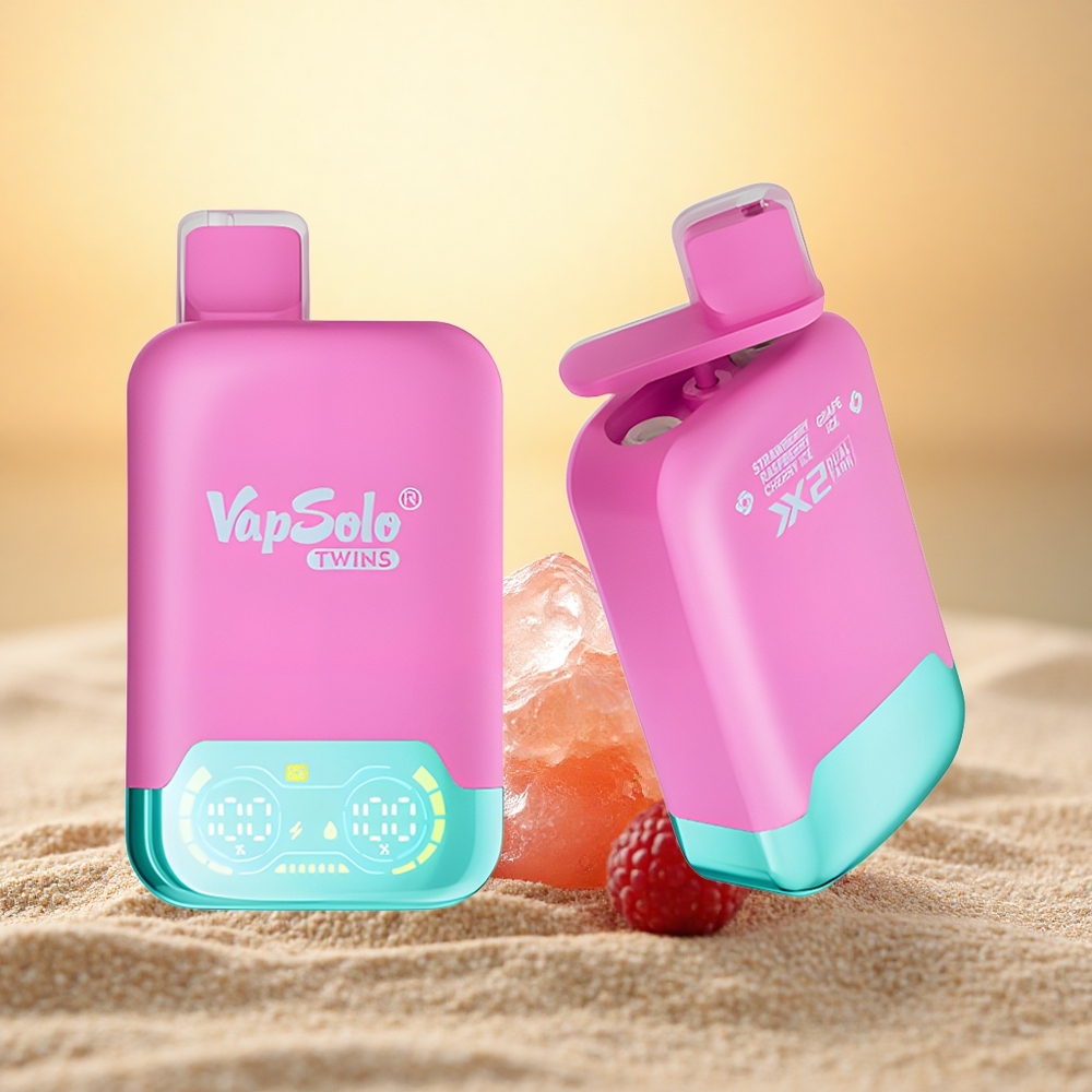 Vapsolo Twins 20000 Puffs Aardbei Framboos Kers IJs & Druiven IJs 40 ml Type-C Dubbel Tank