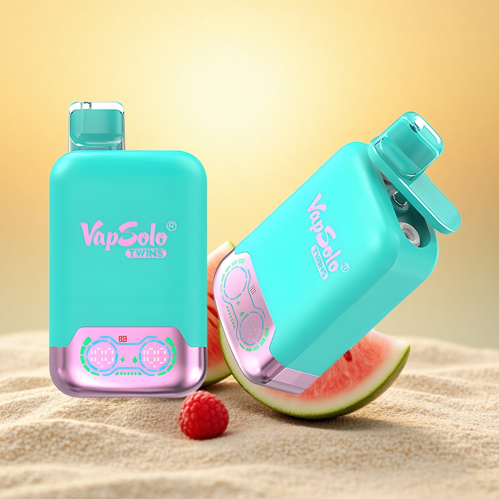 Vapsolo Twins 20000 Puffs Drievoudige Meloen & Framboos Watermeloen met 40 ml E-Liquid en Type-C Opladen