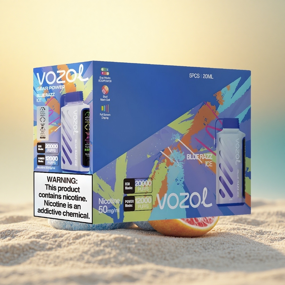 VOZOL Gear Power 20000 Puffs Blauwe Framboos IJs met Dual Mesh Coil en 20mL Vloeistof