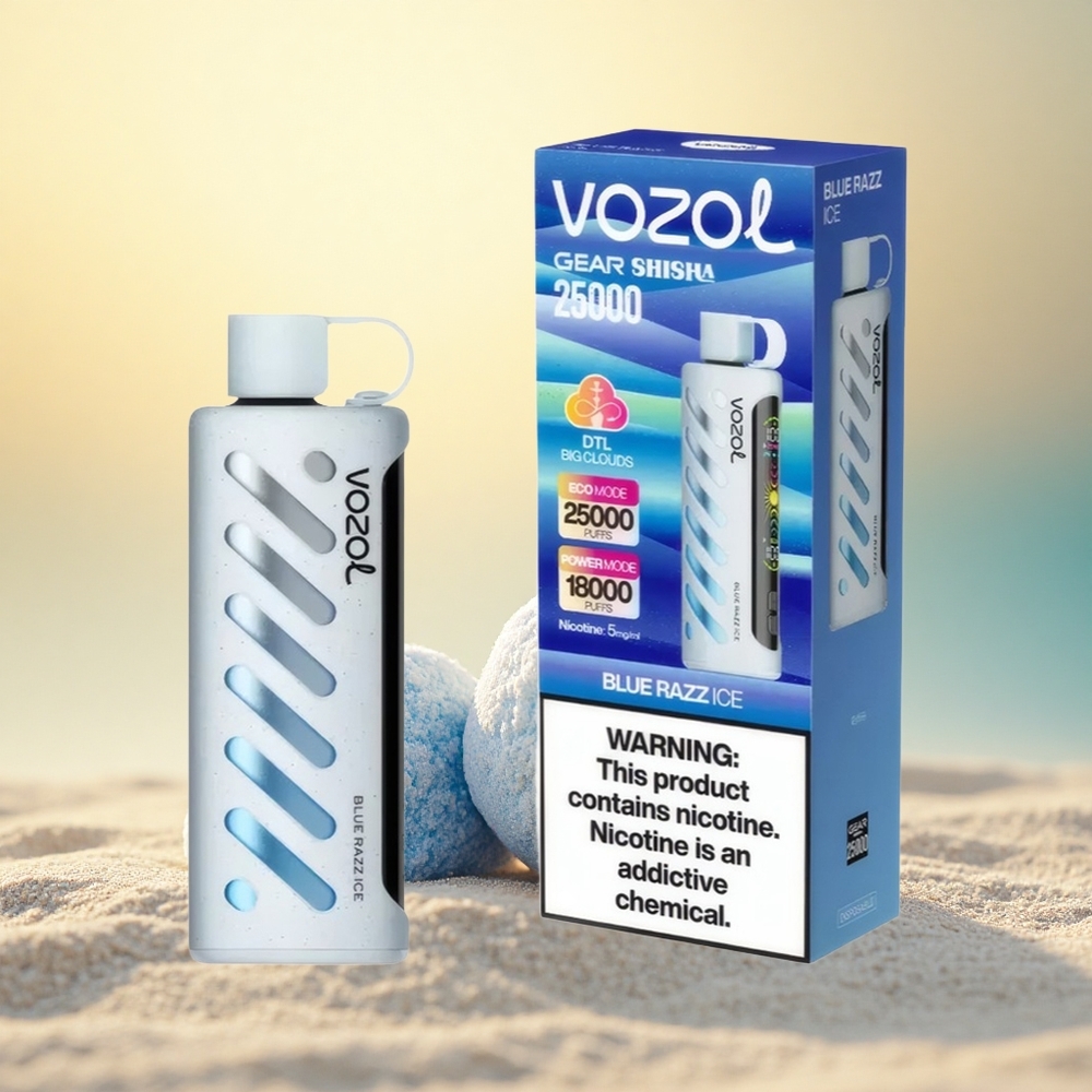 VOZOL Gear Shisha 25000 Puffs Blauwe Framboos IJs met Dual Mesh en S.i.L.C Tech