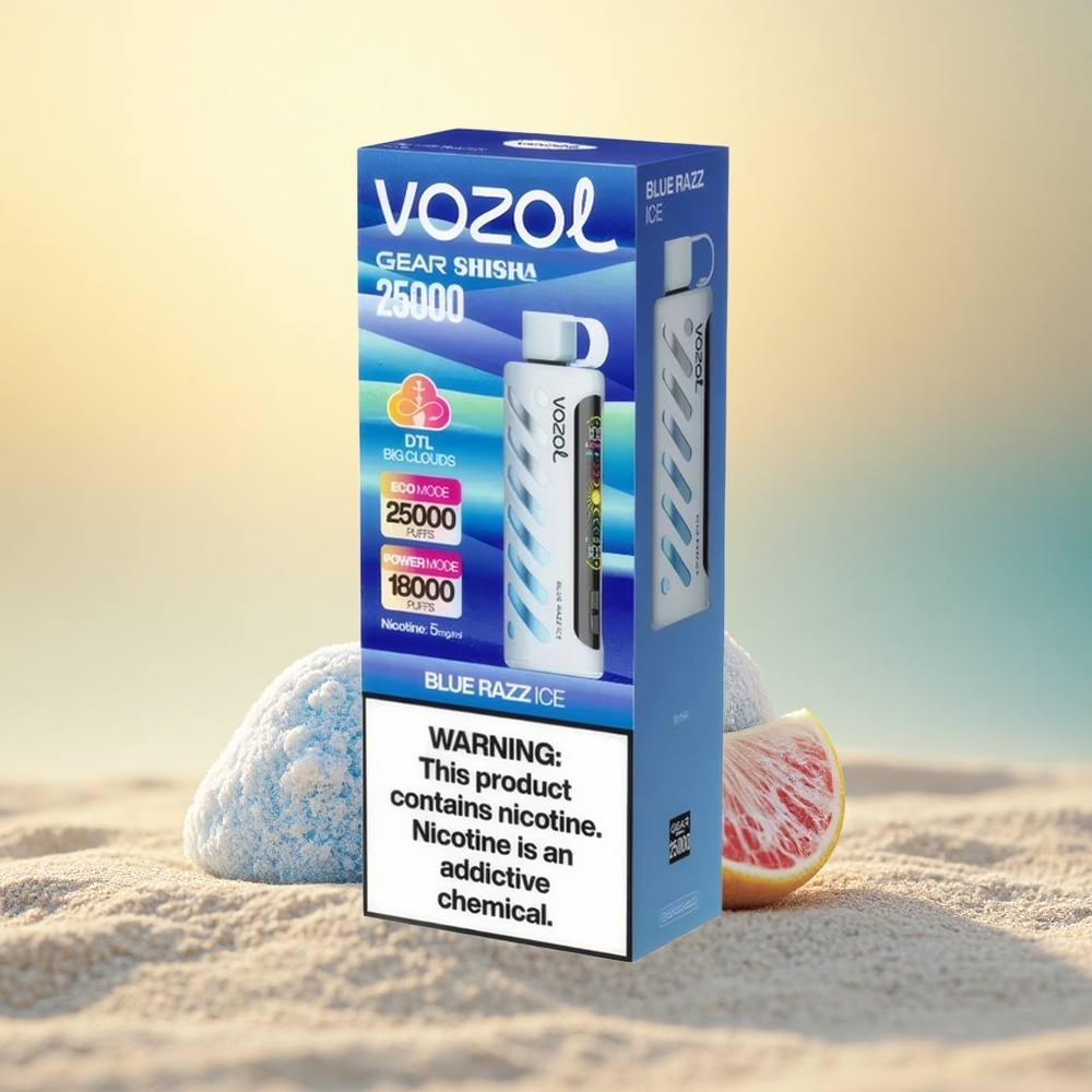 VOZOL Gear Shisha 25000 Puffs Blauwe Framboos IJs met Dual Mesh en S.i.L.C Tech
