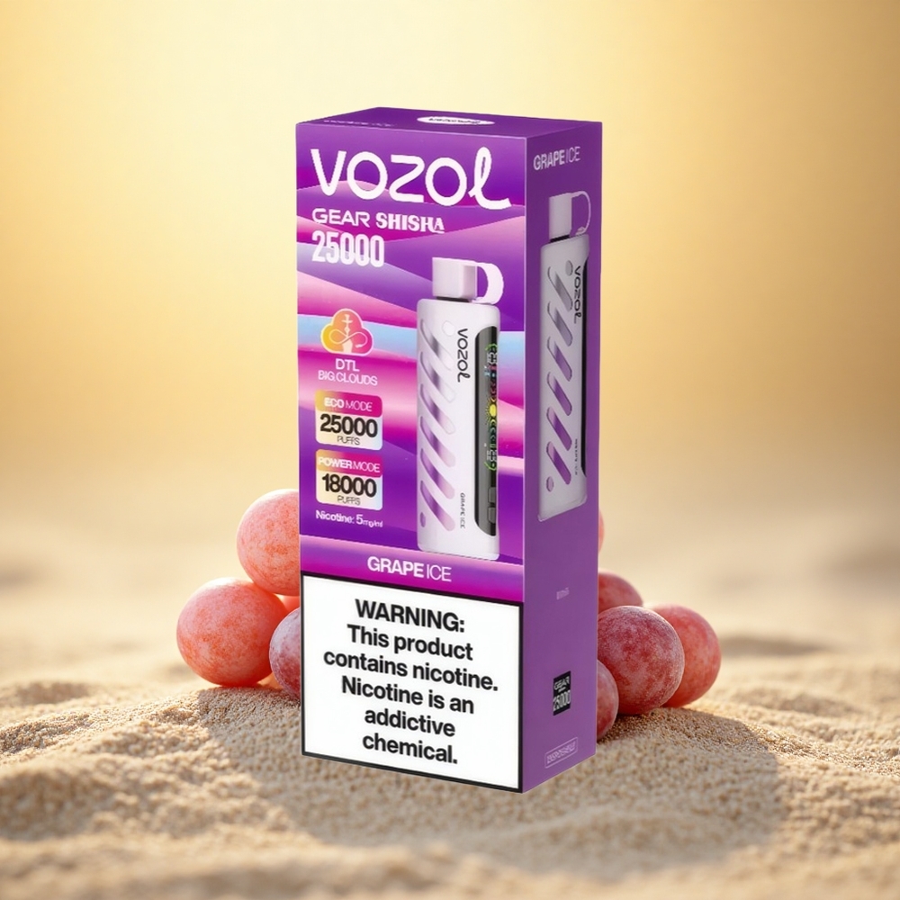 VOZOL Gear Shisha 25000 Puffs Druiven IJs Dual Mesh 1000mAh 5mg