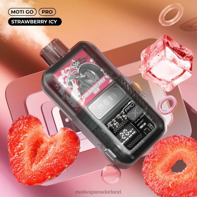 aardbei ijskoud - Moti vape Amsterdam - MOTI Go Pro wegwerpdamp (5%, 12.000 trekjes) 0L06N22