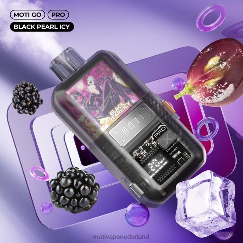 zwarte parel ijskoud - Moti vape Amsterdam - MOTI Go Pro wegwerpdamp (5%, 12.000 trekjes) 0L06N12