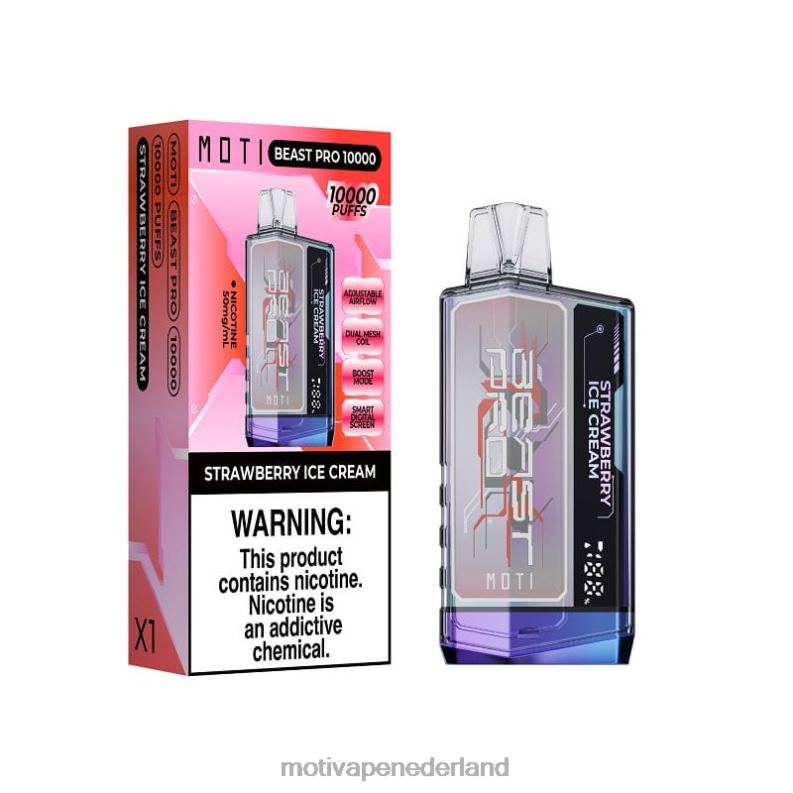 aardbeienijs - Moti vape disposable Nederland - MOTI Beast Pro wegwerpdamp (5%, 10.000 trekjes) 0L06N50