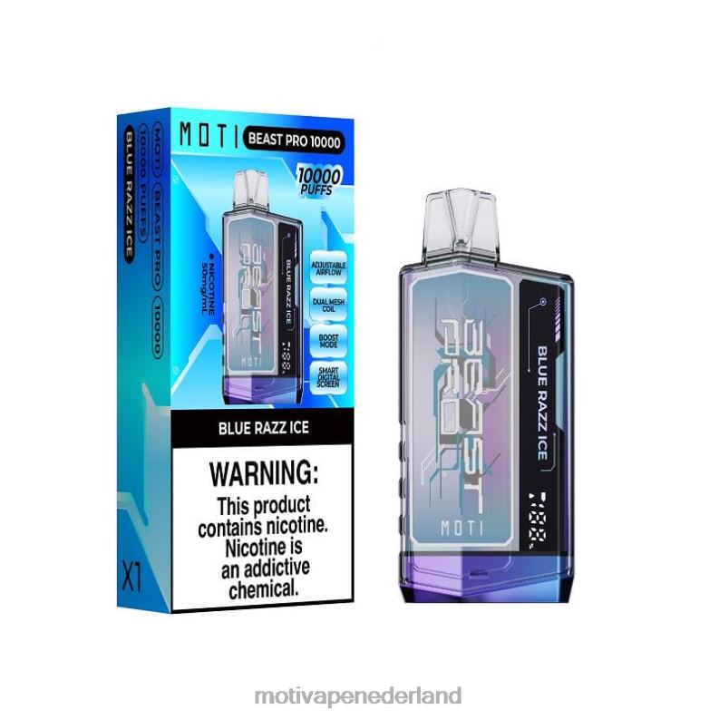 blauw razz-ijs - Moti vape disposable Nederland - MOTI Beast Pro wegwerpdamp (5%, 10.000 trekjes) 0L06N40